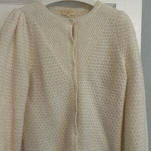 Sezane Cream Cardigan with Textured Knit Design